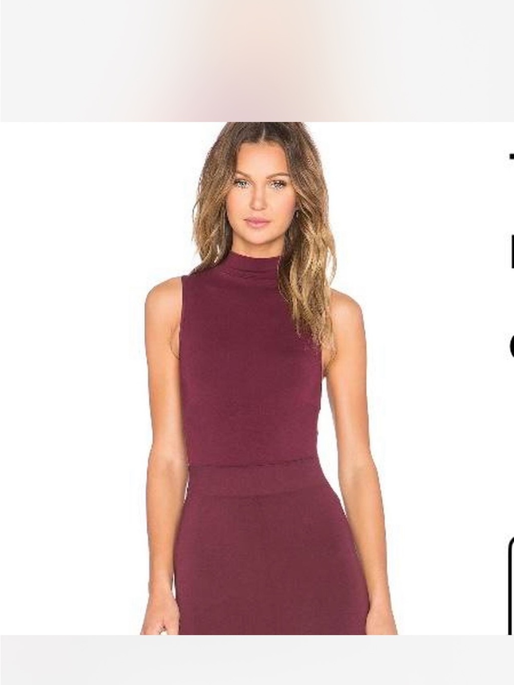 NWT Ronny Kobo Collection Sleeveless Mock Neck Bodysuit in Burgundy MSRP $198